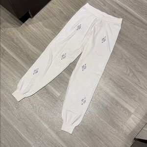NWT Victoria’s Secret Luxe Knit Crystal Sparkle Jogger Pants, S-in coconut white